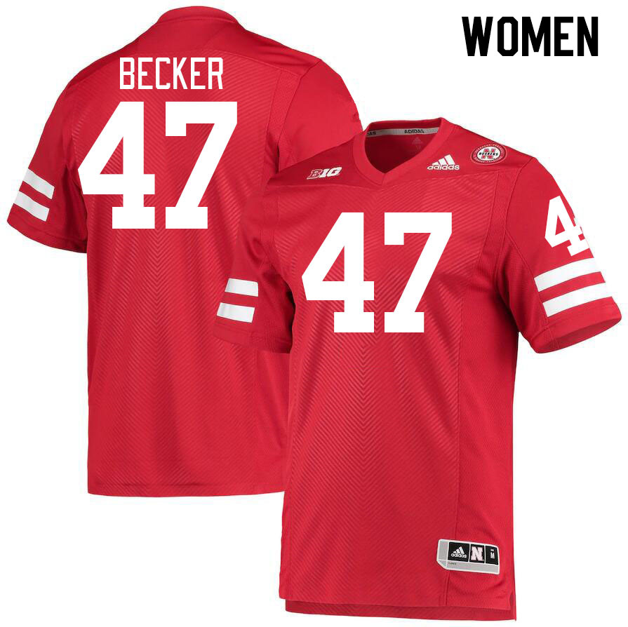 Women #47 Caden Becker Nebraska Cornhuskers College Football Jerseys Stitched Sale-Red